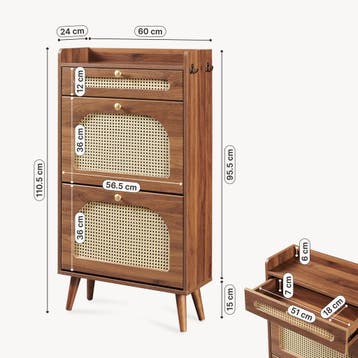 Schoenenkast Virievarnu met 2 kleppen 111x60x24 cm walnootkl, Huis en Inrichting, Verzenden, Nieuw