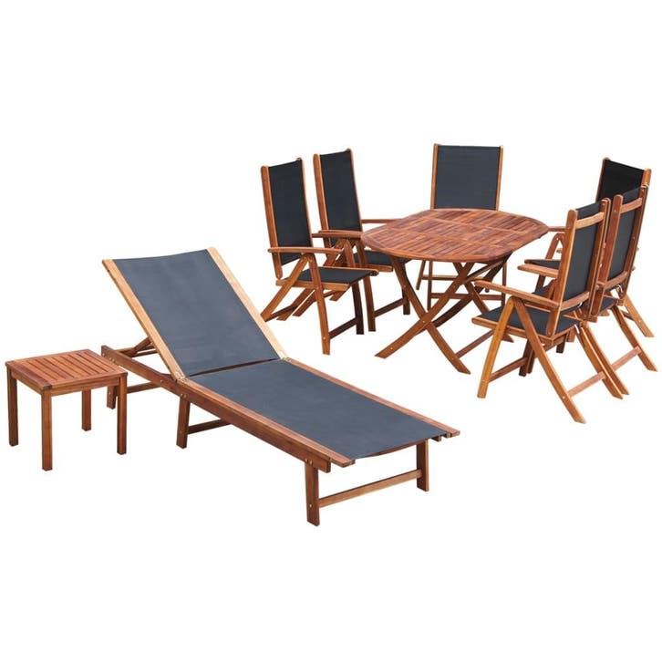 vidaXL 9-delige Tuinset met kussens massief acaciahout, Tuin en Terras, Tuinsets en Loungesets, Tuinset, Nieuw, Meer dan 8 zitplaatsen