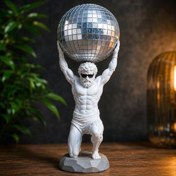sculptuur, Atlas Disco Ball Figurine Greek Mythology Titan