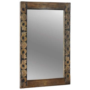 vidaXL wandspiegel Walnoot Bruin 70 x 50 cm Bewerkt hout en, Huis en Inrichting, Woonaccessoires | Spiegels, Verzenden, Nieuw