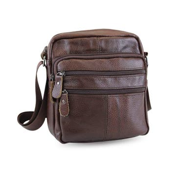Heren Tas met Veel Vakken Leer - Crossbody Tas - Heren Tas, Nieuw