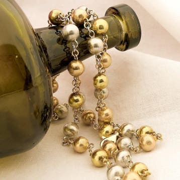 Tricolor gouden bolletjesketting; 72 cm, Ophalen of Verzenden, Gebruikt, Goud, Goud