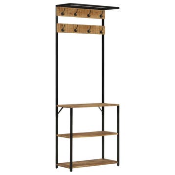 vidaXL Kapstok met schoenenrek 68x30x182 cm massief ruw, Huis en Inrichting, Verzenden, Nieuw