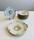 Ulim Limoges - Dessertservies (12) - Porselein - Gouden, Antiek en Kunst