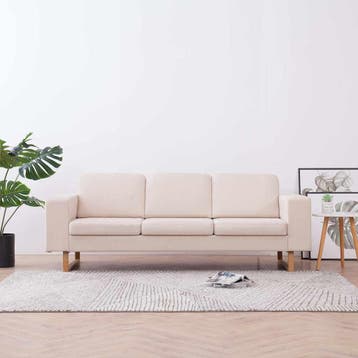 vidaXL Driezitsbank stof crème, Huis en Inrichting, Verzenden, Minder dan 150 cm, Stof, Driepersoons