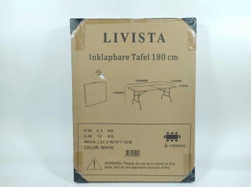 Livista Vouwtafel 180x70 cm - Wit, Verzenden, Nieuw