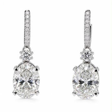 Oorbellen - 18 karaat Witgoud - 3.38ct. tw. Diamant, Sieraden, Tassen en Uiterlijk, Oorbellen, Nieuw