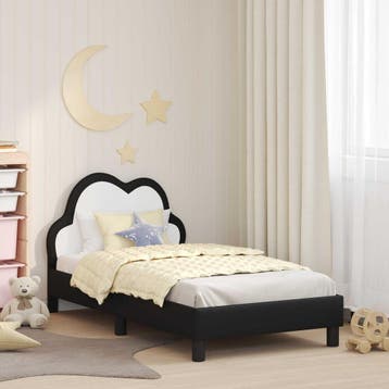 vidaXL Bedframe voor kinderen met hoofdbord Zwart 80 x 160, Verzenden, Nieuw, Zwart
