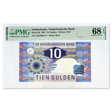 10 Gulden IJsvogel 1997 PMG 68, Verzenden