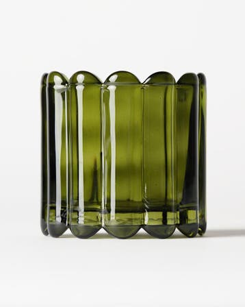 HEMA Geurkaars 8cm Bink glas ribbel donkergroen, Verzenden, Nieuw