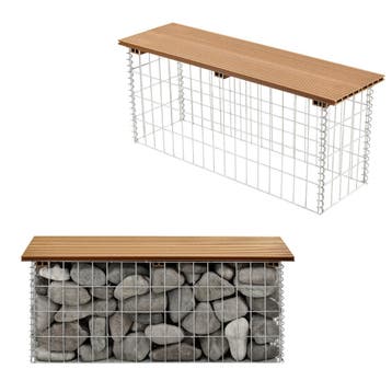 HKC tuinbank steenkorf 100x30x45 cm teakhout, Tuin en Terras, Tuinsets en Loungesets, Verzenden, Nieuw