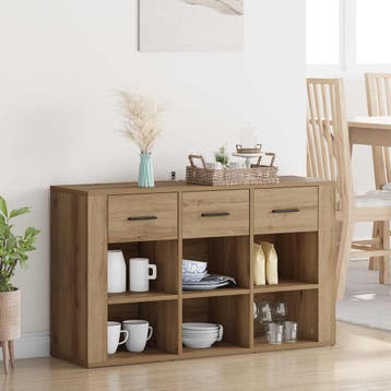 vidaXL Dressoir Artisan Eiken 100 x 30 x 59,5 cm Bewerkt, Verzenden, Nieuw, Overige houtsoorten, Minder dan 50 cm