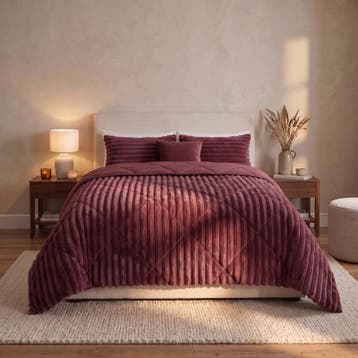 Lazy all-in-one dekbed ribstof - bordeaux - 240 x 200 cm |, Verzenden, Nieuw