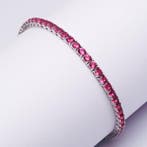 Zonder minimumprijs - Armband Zilver Robijn - Tennisarmband, Nieuw