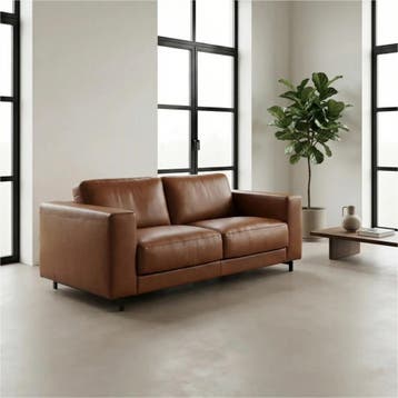 Leren bank Clear - 2,5 zits, Huis en Inrichting, Bohemian, Eigentijds, Modern, Retro, Vintage, Nieuw, Ophalen of Verzenden, 200 tot 250 cm