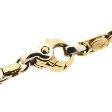Bicolor gouden fantasieschakel armband (Schakelarmband), Ophalen of Verzenden, Gebruikt, Goud, Goud