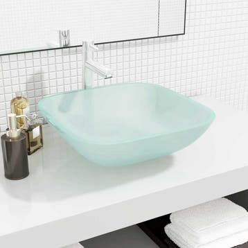 vidaXL Wasbak 42x42x14 cm glas mat, Verzenden, Nieuw