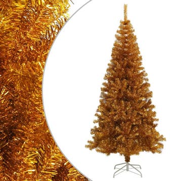 vidaXL Kunstkerstboom met standaard 180 cm PET goudkleurig, Verzenden, Nieuw
