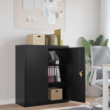 vidaXL Archiefkast 90x40x105 cm staal zwart, Verzenden, Nieuw