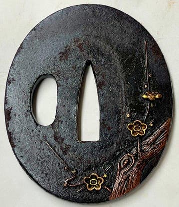 Ume-bloemboommotief tsuba - Japan - Late Edo periode