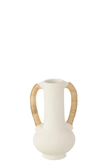 Vaas Amphora Leo Terracotta Wit/Natuurlijk, Huis en Inrichting, Verzenden, Nieuw