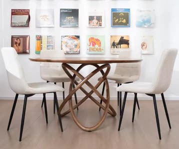 Set van 4 Eetkamerstoelen – Stoffen Zitting & Metaal, Huis en Inrichting, Stoelen, Verzenden, Nieuw