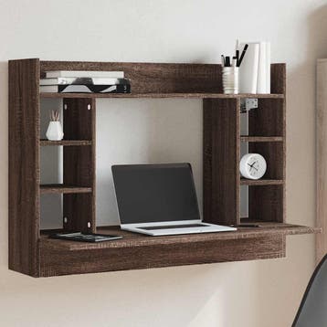 vidaXL Wandbureau 105x48x75 cm bewerkt hout bruin, Huis en Inrichting, Verzenden, Nieuw