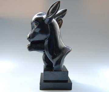 Michel Leducq - sculptuur, Twee herten  - Art Deco - 32 cm