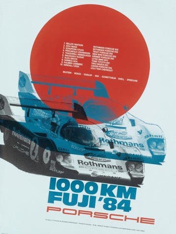 Eric Strenger - Porsche- car advertising poster - auto sport, Nieuw
