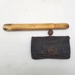 Japanse botten Kiseru-pijp & leren tabakspouch met