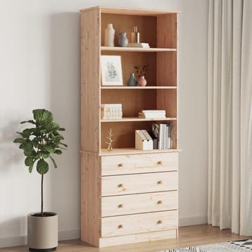 vidaXL Boekenkast met lades ALTA 77x35x186,5 cm massief, Verzenden, Nieuw, 50 tot 100 cm, 25 tot 50 cm