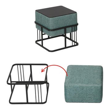 Krukje en bijzettafel Tas vierkant 38x38x38 cm 2-in-1 set gr, Verzenden, Nieuw