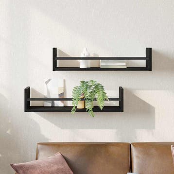 vidaXL Wandplank Muurmontage 2 st Zwart Eiken 60 x 16 x 14, Verzenden, Nieuw