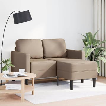 vidaXL 2-zitsbank met chaise longue L-vorm Cappuccino 125 cm, Verzenden, Nieuw, Tweepersoons, Leer