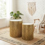 Salontafel - Staal, Glas - Gold Mirror Top