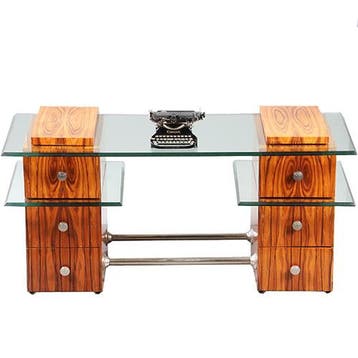 Een uniek bureau met glazen werkblad laat Art Deco ca 1950 m, Antiek en Kunst, Ophalen of Verzenden