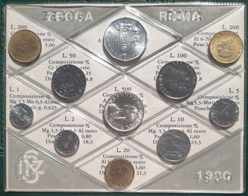 Italië. Serie Divisionale 1980 R (Con 500 Lire Caravelle