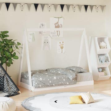 vidaXL Kinderbedframe 70x140 cm massief grenenhout wit, Kinderen en Baby's, Verzenden, Nieuw