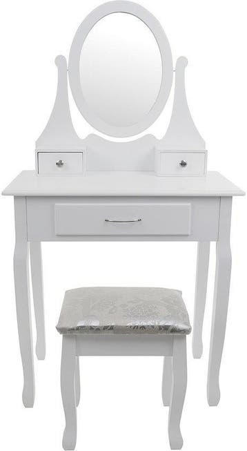 Make-up tafel Modern Wit | Incl Kruk | Nieuw | Laatste St..., Verstelbaar, Eenpersoons, Wit, Nieuw