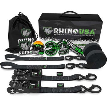 Rhino USA Heavy Duty Ratchet Tie-Downs 2-Pack (Black) 1.6In, Ophalen of Verzenden