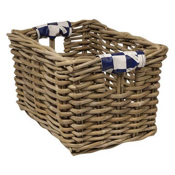 Wicked Rieten Fietsmand XL Navy Checker grijs, Verzenden, Nieuw