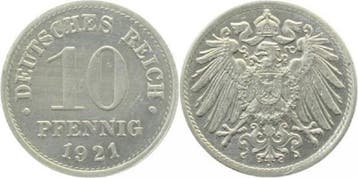 Duitsland Probe 10 Pfennig 1921 Zink/alu platt 2kl Kerben..., Verzenden