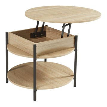Salontafel Kandas rond eikenkleurig en zwart Ø70 cm [en.casa, Huis en Inrichting, Tafels | Salontafels, Verzenden, Nieuw