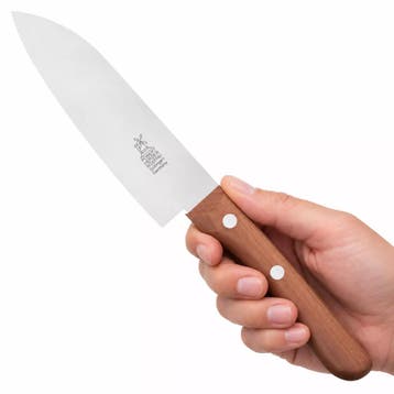 Robert Herder Kleine santoku met kersenhouten heft en lem..., Ophalen of Verzenden, Nieuw, Zilver