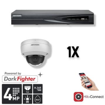Hikvision Set 1x Dome 4MP + Recorder & Bekabeling, Ophalen of Verzenden, Nieuw