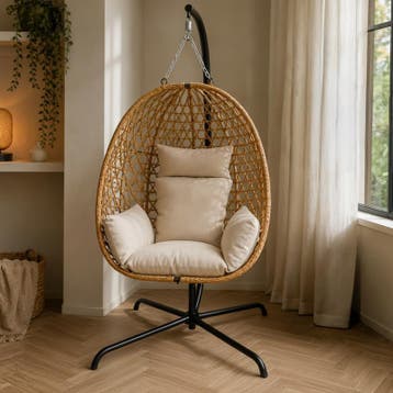 Hangstoel met standaard - bruin - 103 x 105 x 195 cm, Verzenden, Nieuw