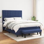 vidaXL Boxspring met matras stof blauw 140x190 cm, Stof, Verzenden, Blauw, Nieuw