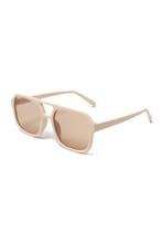 Influencer Zonnebril Beige Montuur Beige Glazen Social Media, Ophalen of Verzenden, Nieuw, Feestartikel, Carnaval