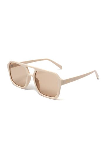 KIMU® Influencer Zonnebril Beige Montuur Beige Glazen Social, Ophalen of Verzenden, Nieuw, Feestartikel, Carnaval