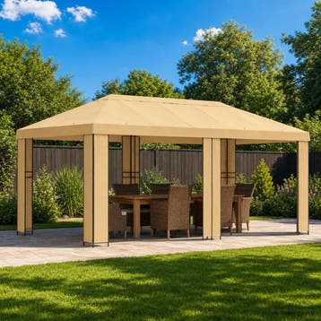 vidaXL Tuinprieel 6 x 3 m Crèmekleurig Polyester en staal, Verzenden, Nieuw